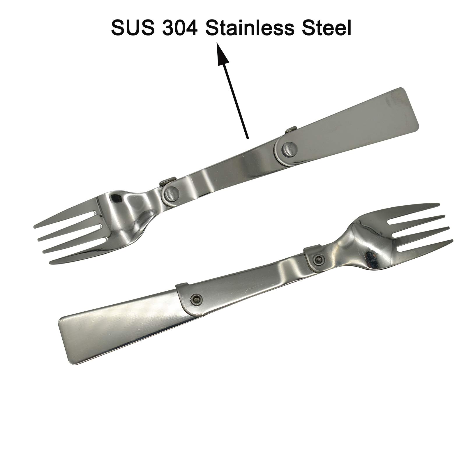 6PCS Foldable Spoon Fork Set - Portable Camping Cutlery with Case | 18/10 (304) Stainless Steel Spork | Multi-Functional Travel Utensils for Hiking, Picnics, Backpacking & Outdoor Adventures | Compact Tableware for Camping, Survival Kits & On-the-Go Meals