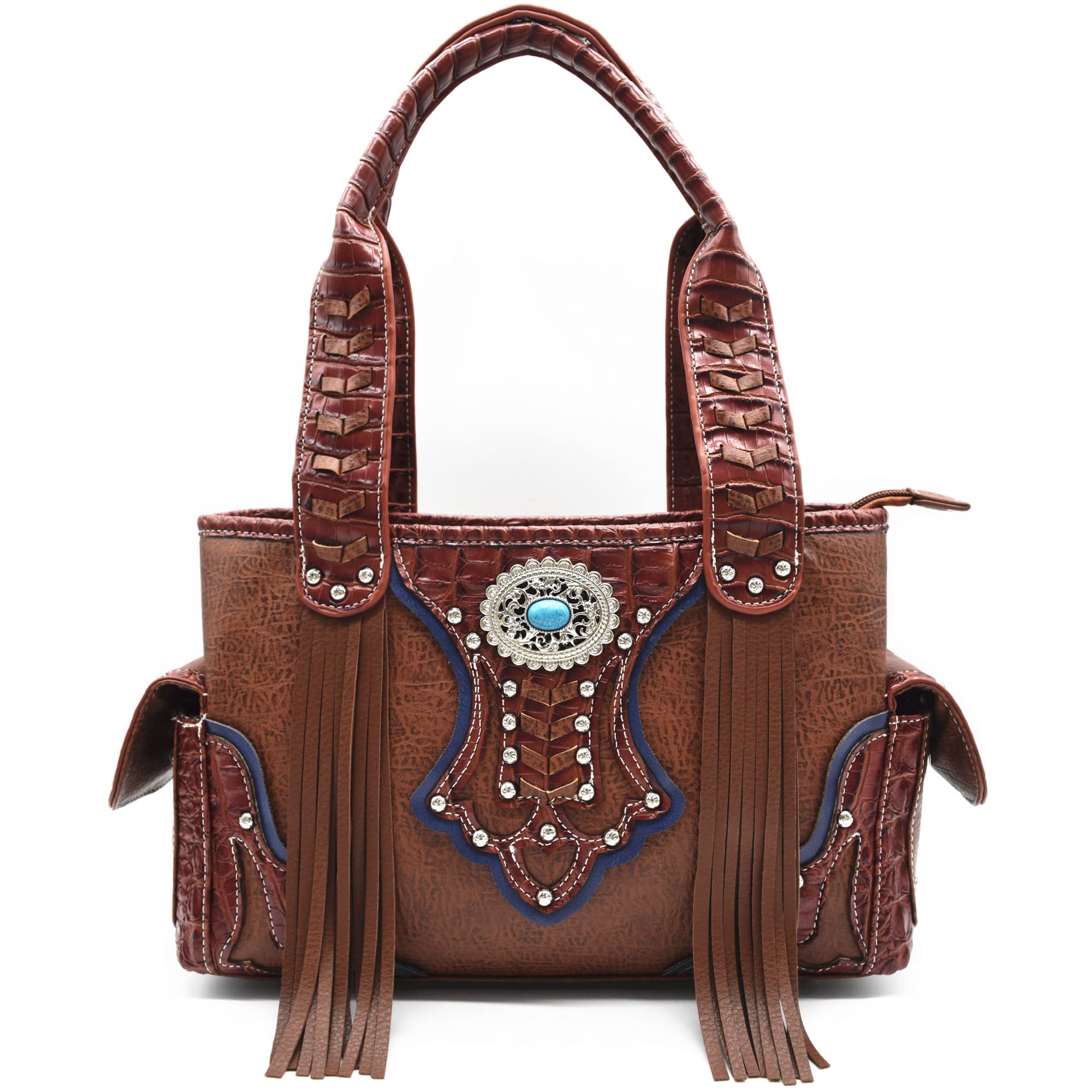 Western Cowgirl Tote Bag with Fringe & Conchos - Stylish Country Handbag for Women - Perfect for Rodeo & Outings