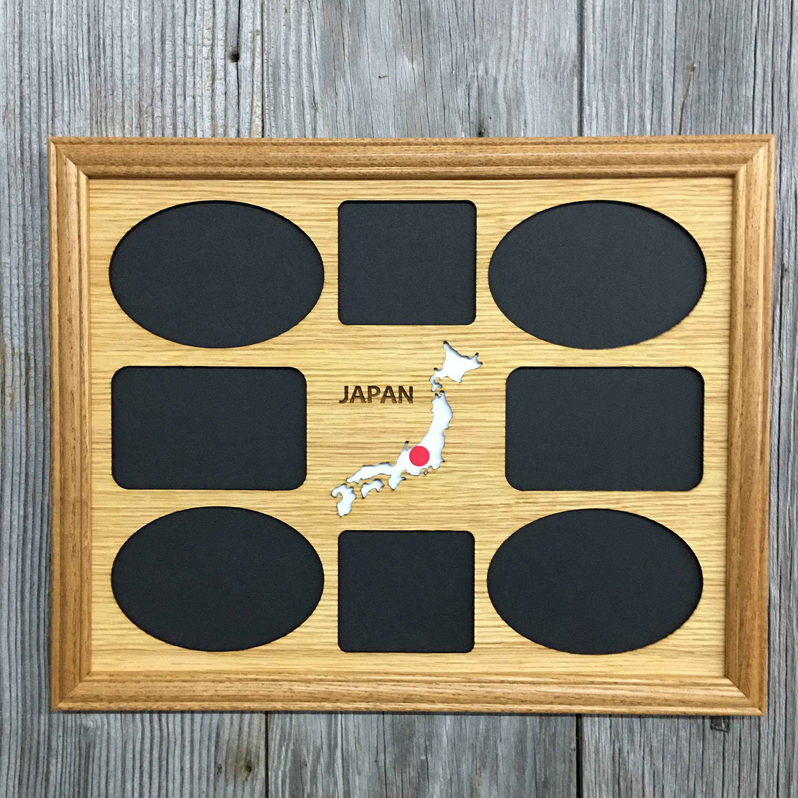 11x14 Country Picture Frame for Travel Collage - Holds 8 Photos, Rustic Wood Display for Japan Souvenirs & Vacation Memories - Perfect for Home Decor, Gift Giving & Travel Keepsakes