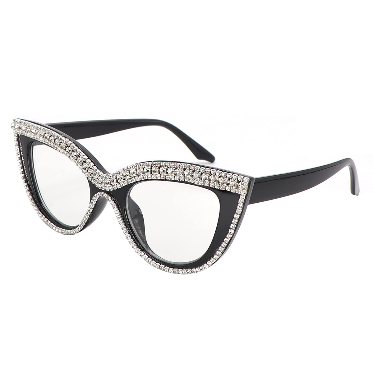 Sparkling Cat Eye Reading Glasses with Rhinestones - Blue Light Blocking Magnifying Readers for Women - Perfect for Reading, Computer Work & Fashion Accessories