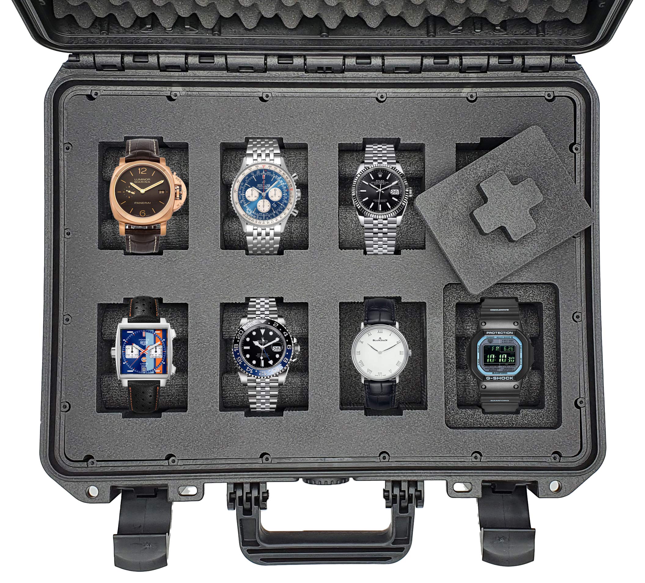 **Mc-Cases® Waterproof & Lockable Watch Travel Case - Hard Storage Box for 8 Watches - Extreme Protection for Luxury & Collector Timepieces - Made in Germany - Perfect for Air Travel, Business Trips & Home Storage**