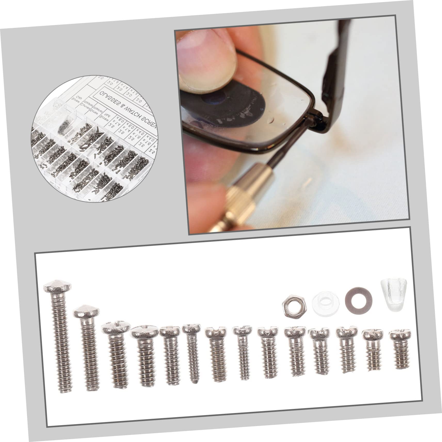 BCOATH 1 Set Metal Glasses Screws & Sunglasses Repair Kit - Premium Replacement Screws for Eyeglasses & Sunglasses Frames - Perfect for DIY Glasses Repair at Home, Office, or Travel