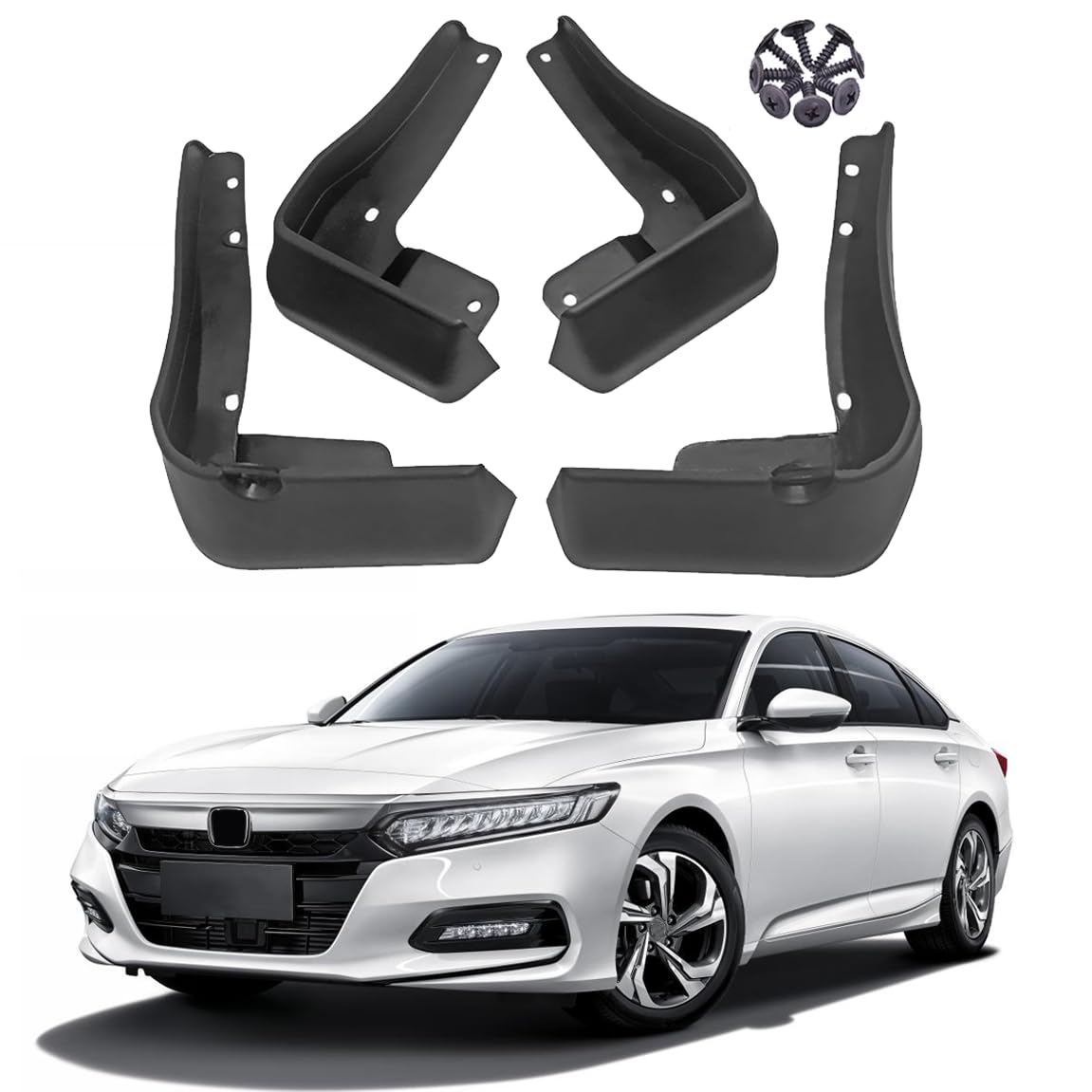 Honda Accord 10th Gen Mud Flaps (2018-2022) - 4-Piece Splash Guards Set for Front & Rear Fenders | Durable Car Mudguards Accessories | Perfect for Off-Roading, Rainy Weather & Road Debris Protection