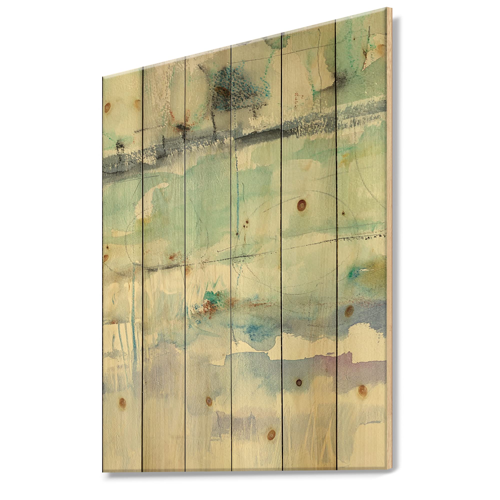 DesignQ Blue Abstract Panel II - Modern & Contemporary Wood Wall Decor, Large Cottage Wood Art Printed on Natural Pine - Perfect for Living Room, Bedroom & Office Decor