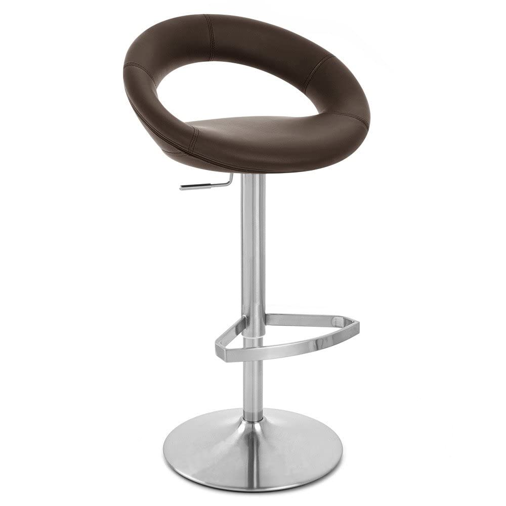 Adjustable Height Swivel Bar Stool Without Arms - Modern Brown Crescent Design for Kitchen Island, Breakfast Bar & Home Decor | Zuri Furniture