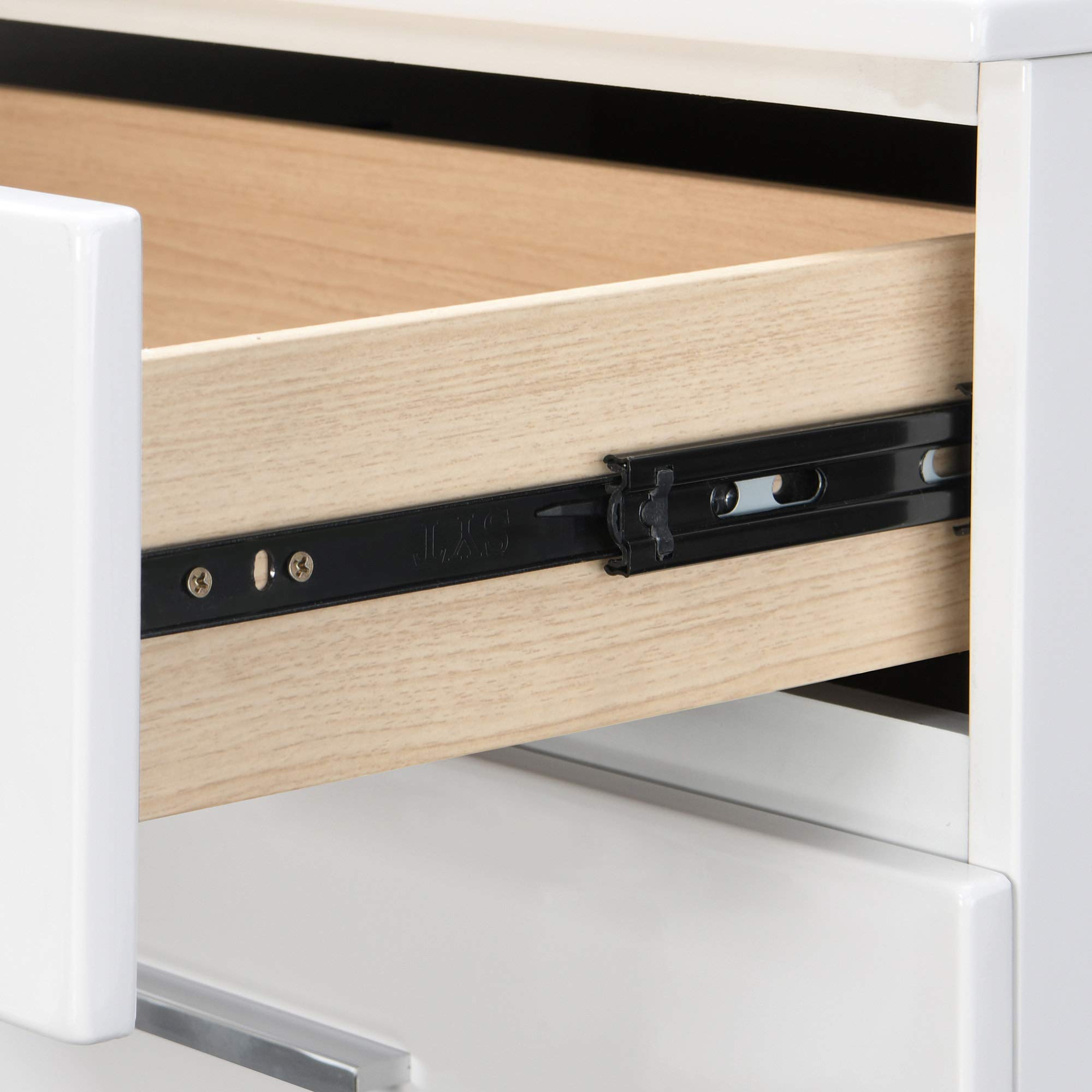 ClickDecor Hudson End Side Nightstand with 2 Drawers - White Wooden Bedroom Nightstand with Matte Chrome Handles | Perfect for Bedrooms, Guest Rooms & Small Spaces