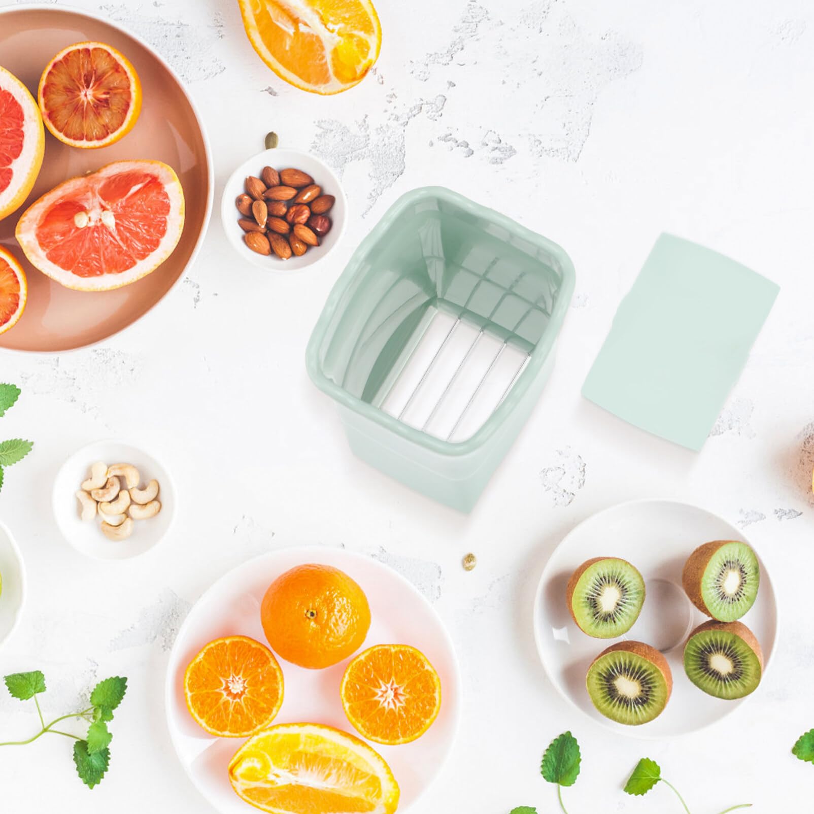 Premium Stainless Steel Fruit & Egg Slicer Set - 2-Piece Kitchen Gadget for Slicing Fruits, Vegetables, Eggs & Appetizers | Perfect for Meal Prep, Salads & Party Platters | Green
