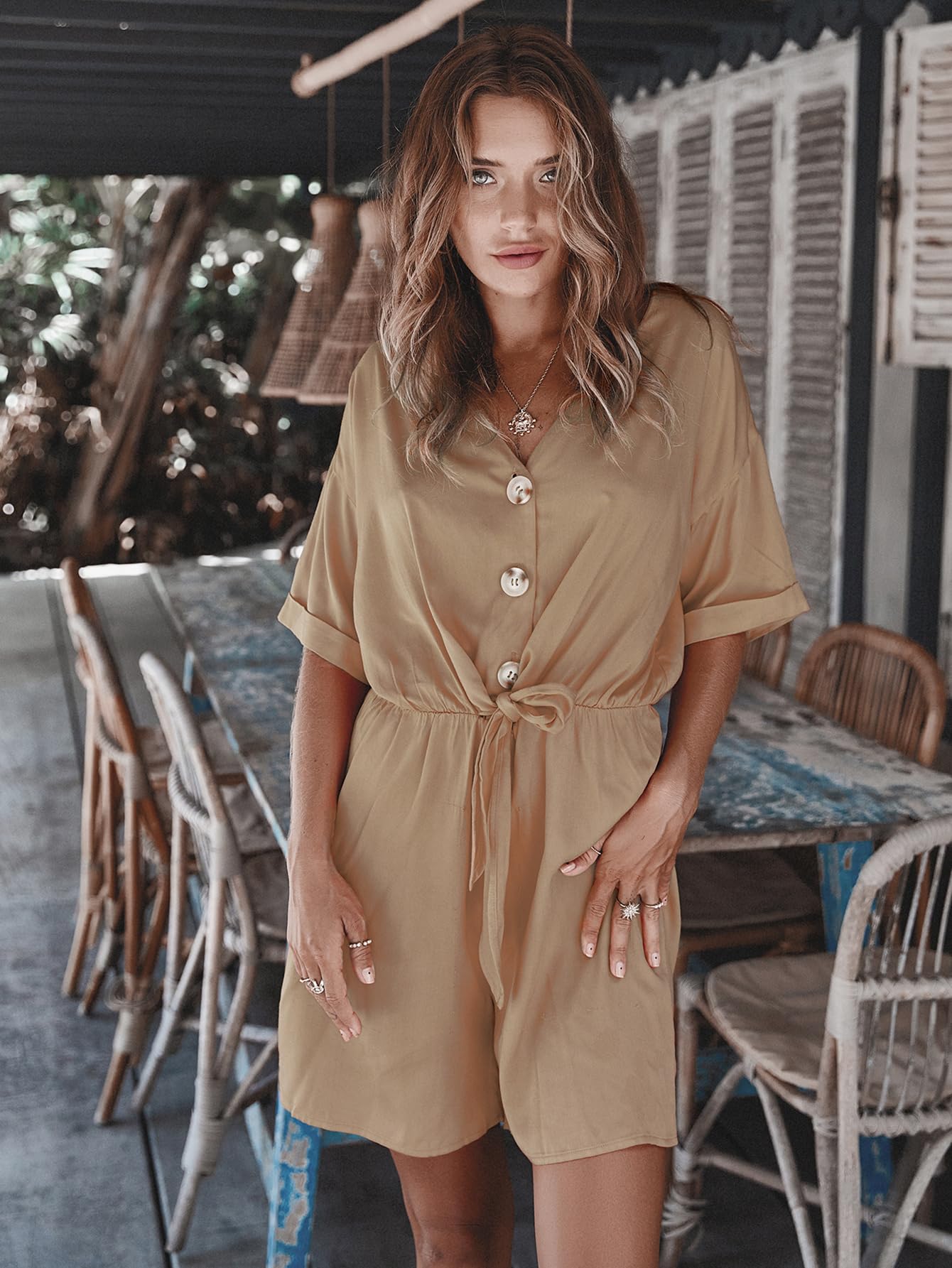 Miss Lavish London Women's Chic Summer Jumpsuit Romper - Stylish One-Piece Outfit with Drop Shoulder & Tie-Up Front | Perfect for Beach Vacation, Party Wear & Casual Outings