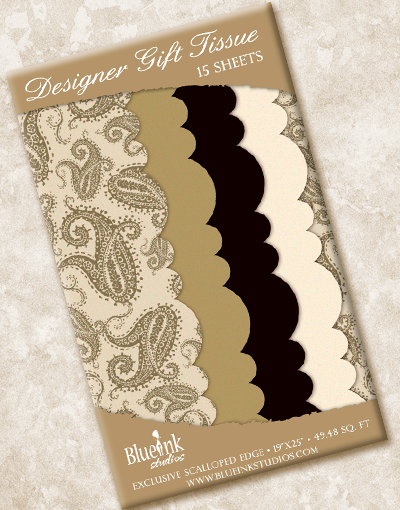 Golden Paisley Scalloped Tissue Paper - Premium Decorative Gift Wrapping for Parties, Weddings & DIY Crafts | Bulk Pack of 50 Sheets