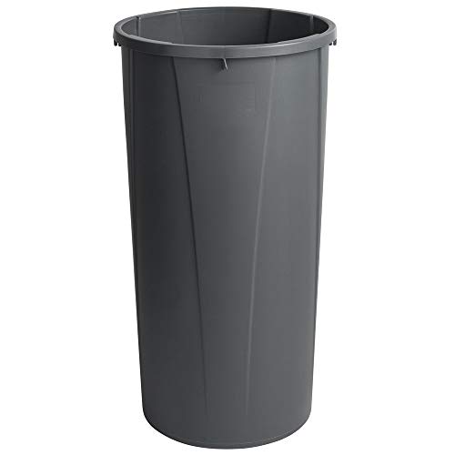88 Qt. / 22 Gallon / 83 Liter Large Round Gray Trash Can with Trash Bag - Heavy Duty Commercial Garbage Bin for Kitchen, Office, Restaurant & Outdoor Waste Disposal