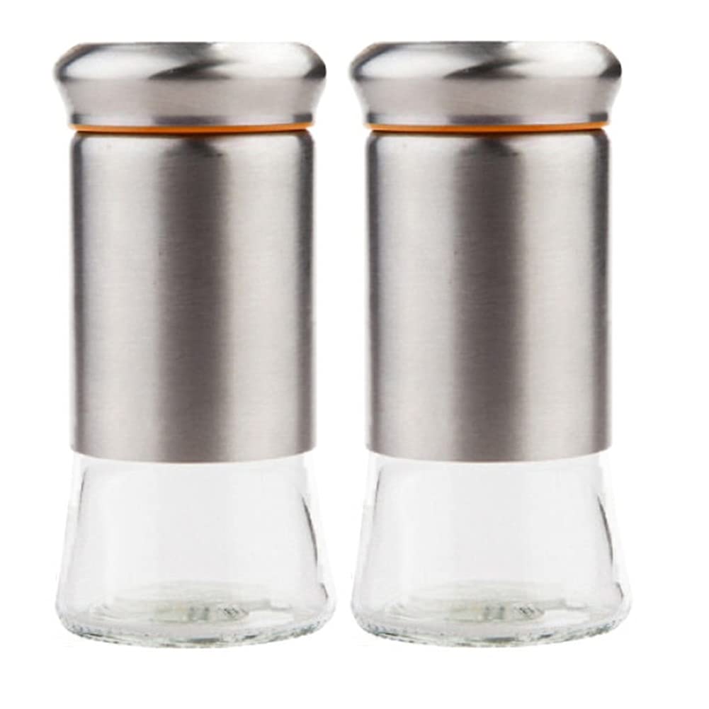 2-Pack Stainless Steel Spice Jars with Lids - Airtight Condiment Containers for Salt, Pepper, Coffee & Powder Storage - Perfect for Kitchen, Baking & Cooking Accessories - Ideal for Home, Restaurant & Coffee Shop Use