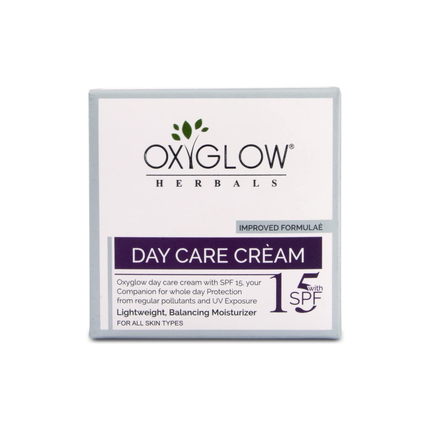 Oxyglow Herbal Face Day Care Cream with SPF 15 - All Skin Types, Sun Protection & Skin Repair | 50g | Pack of 1 | Perfect for Daily Moisturizing & UV Defense