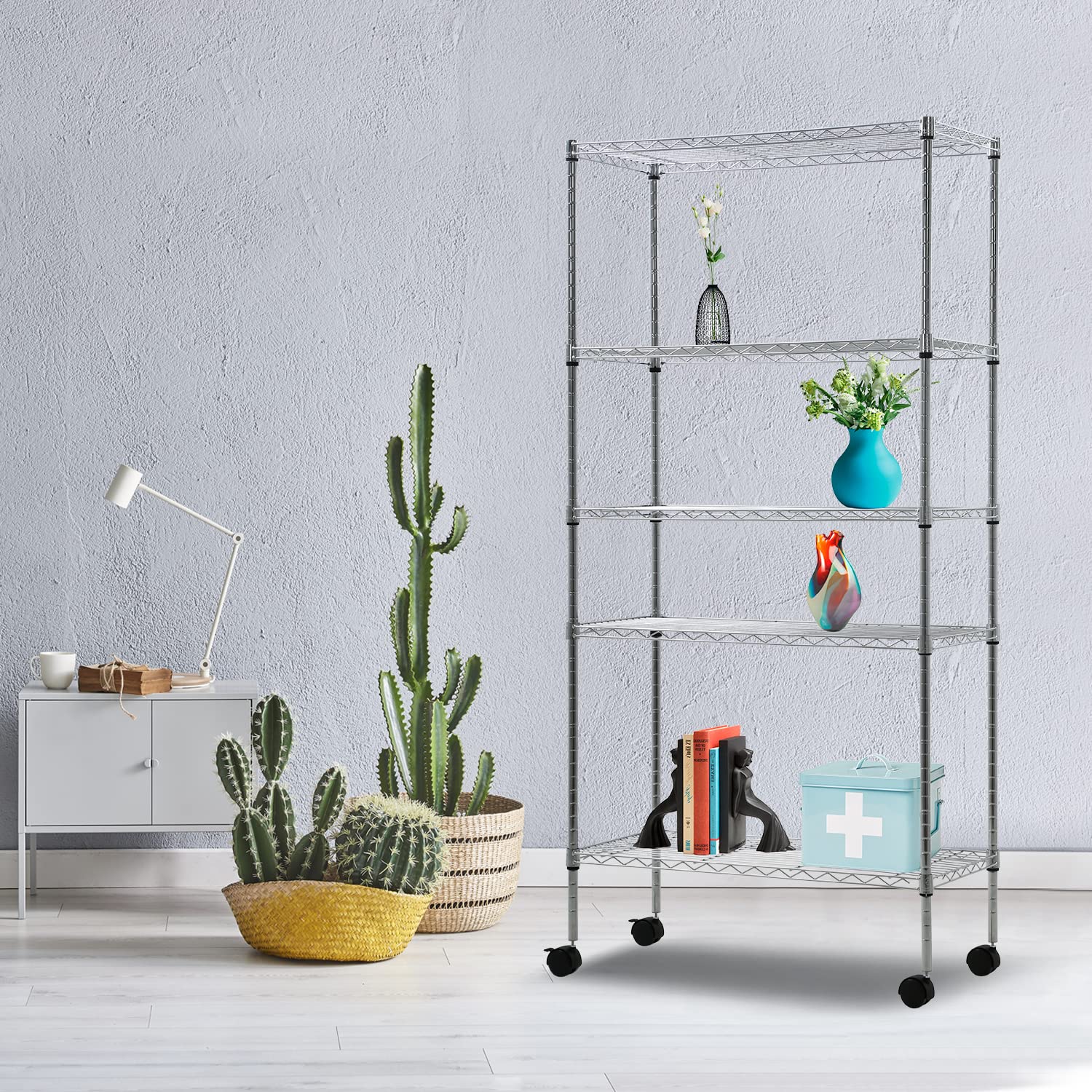 5-Tier Heavy Duty Adjustable Metal Wire Shelving Unit 62