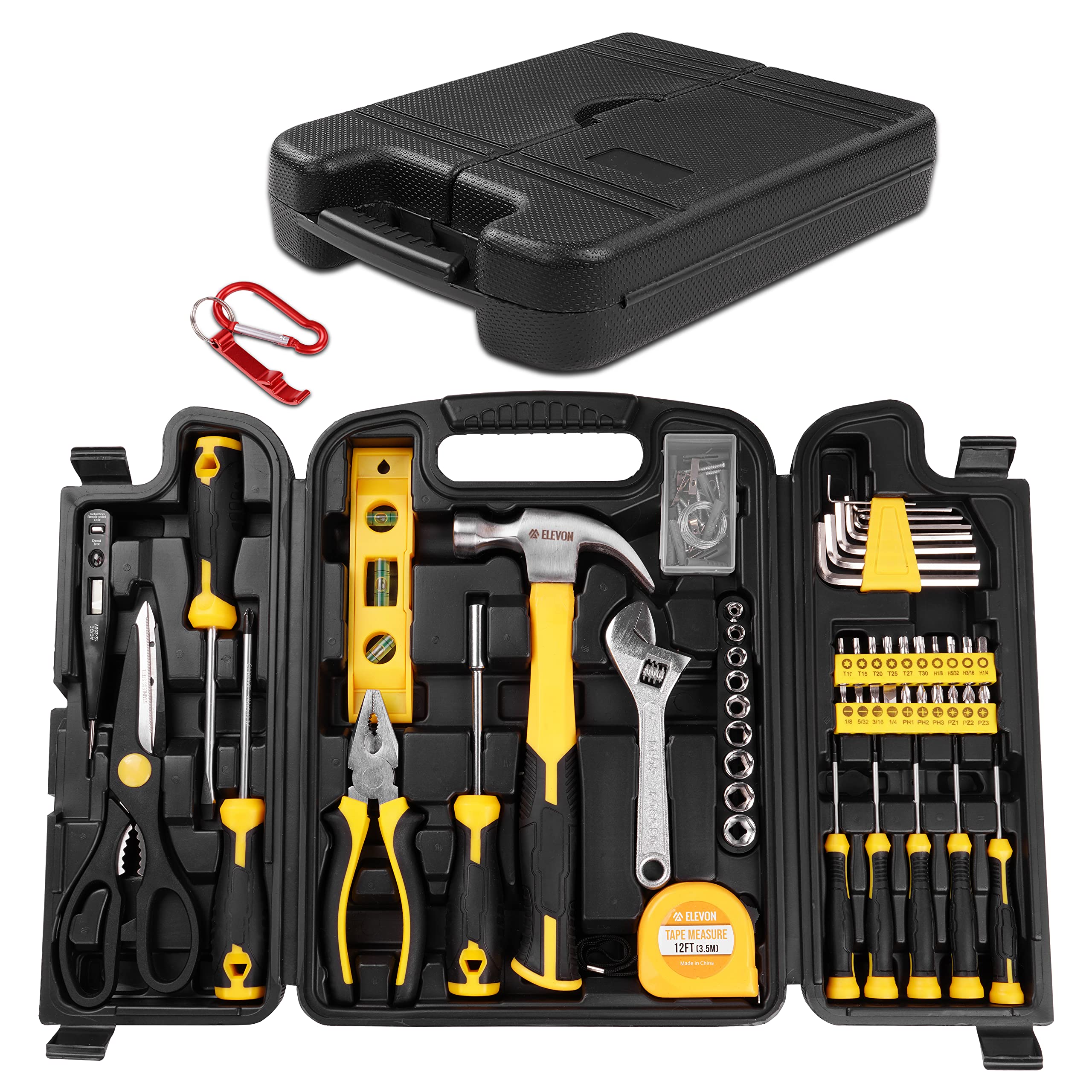 94-Piece Home & Auto Repair Tool Kit with Socket Wrench Set - Complete Hand Tool Combination for DIY Projects, Car Maintenance, and Household Fixes - Includes Durable Storage Case