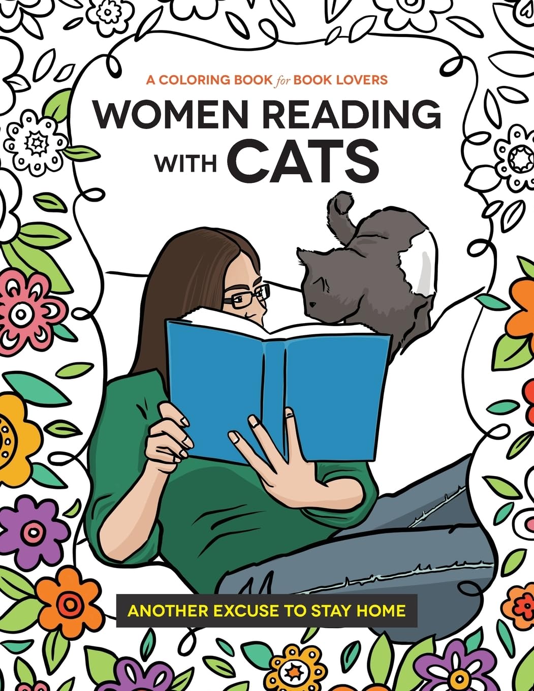 Women Reading with Cats Coloring Book for Adults - Relaxing & Stress Relief Activity for Book Lovers | Perfect Gift for Cat Lovers & Bibliophiles