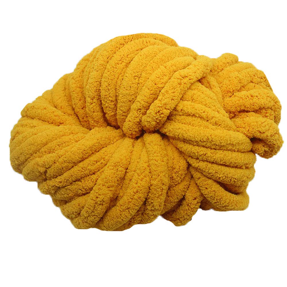 8 oz Mustard Jumbo Chenille Yarn for Arm Knitting - Super Chunky Knitting Yarn for DIY Blankets, Scarves & Home Decor - Soft Bulky Yarn for Cozy Winter Crafts