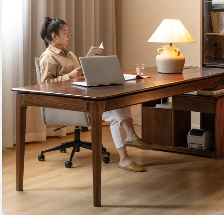 Premium Black Walnut & Ash Solid Wood Office Desk - Long Executive Work Table for Home & Business Use - Perfect for Modern Workspaces, Study Rooms & Office Decor