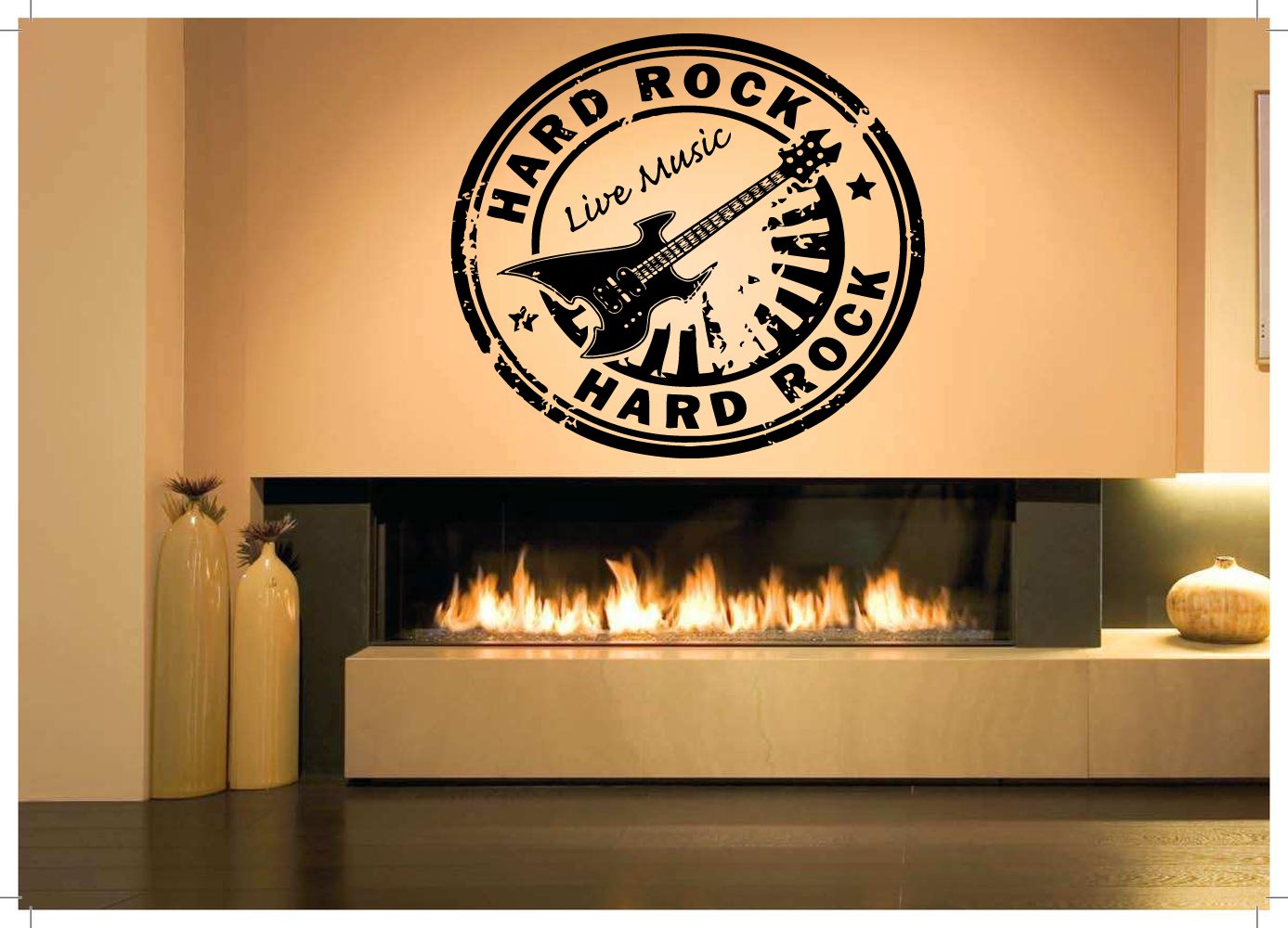 Hard Rock Music Vinyl Wall Decal Sticker - Peel & Stick Room Decor Art Mural for Bedroom, Living Room, and Office | Rock Band Theme Home Decoration