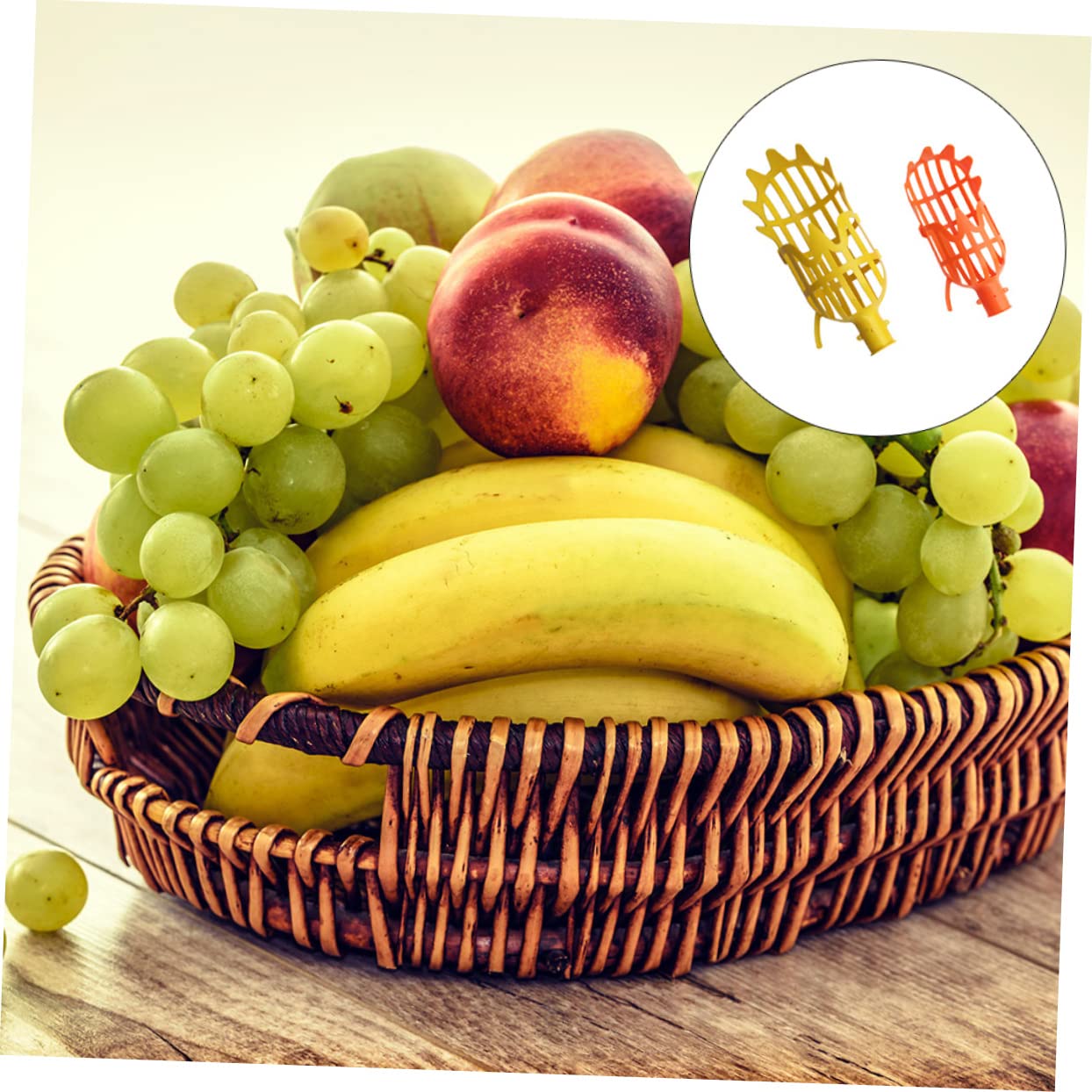 DOITOOL 2-Pack Twist-On Fruit Picker Tool - Harvest Basket Attachment for Cherry, Berry, Orange, Blueberry, Mango, Avocado, Lemon & Peach - Perfect for Home Garden, Orchard Harvesting and Farm Fruit Picking