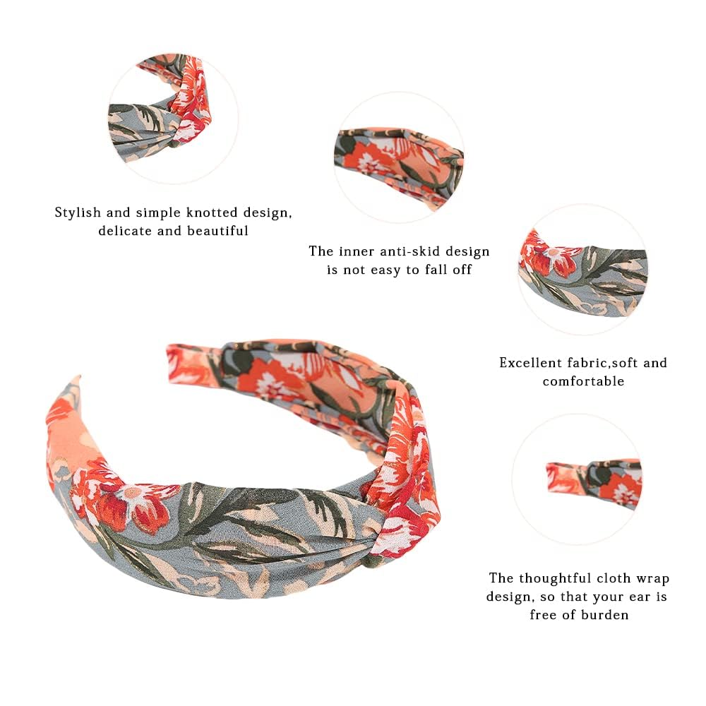 Madison Tyler Boho Headbands for Women - Fashionable Rhinestone Knotted Elastic Hairbands for Workout, Outdoor & Party | Non-Slip Floral Head Accessories | Perfect for Yoga, Running, Beach & Special Occasions