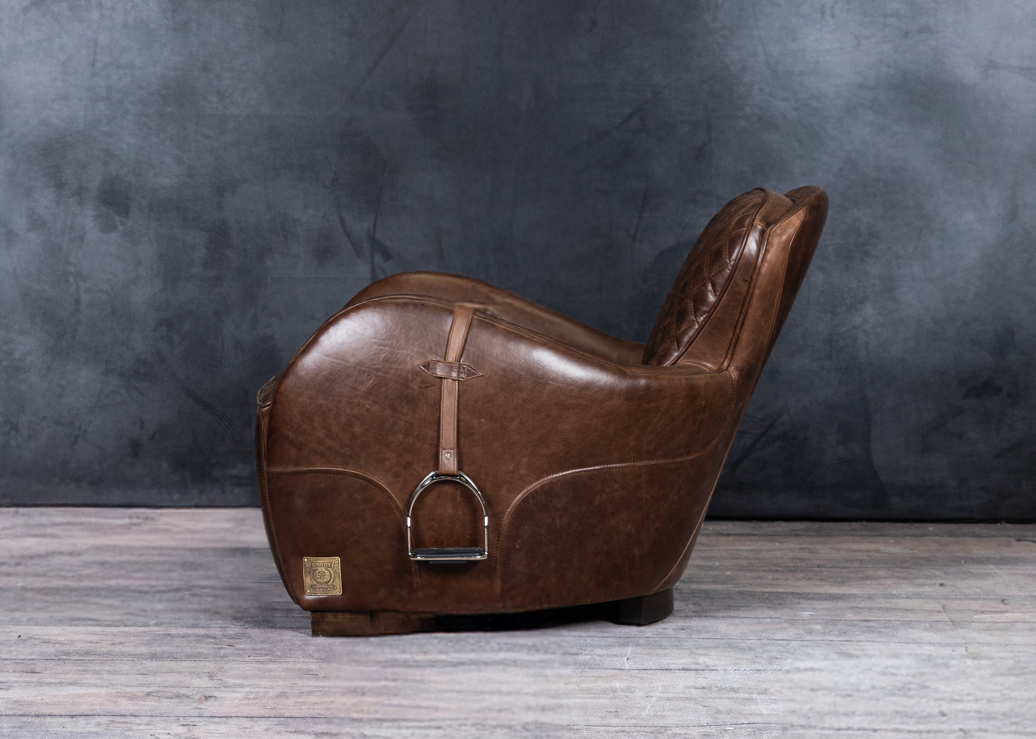 Premium Equestrian Leather Chair & Ottoman Set - Handcrafted Genuine Leather Living Room Seating for Home & Office - Perfect for Lounging, Relaxing & Decorating Your Space
