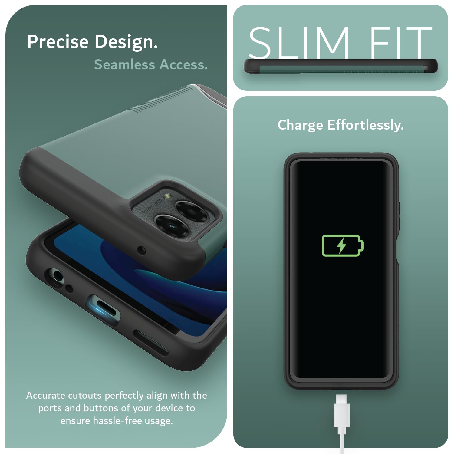 TUDIA Merge Dual Layer Shockproof Military Grade Phone Case for Motorola Moto G 5G (2024) | Slim Non-Slip Heavy Duty Protective Cover in Hunter Green | Perfect for Outdoor Activities, Work & Daily Use