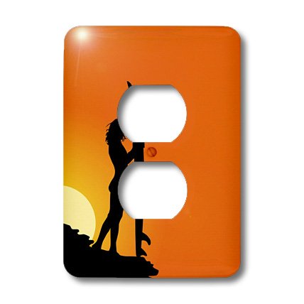 3D Rose Surfer Girl with Sun Outlet Cover - Decorative Wall Plate for Beach House, Bedroom & Bathroom - Stylish Electrical Outlet Cover for Home Decor