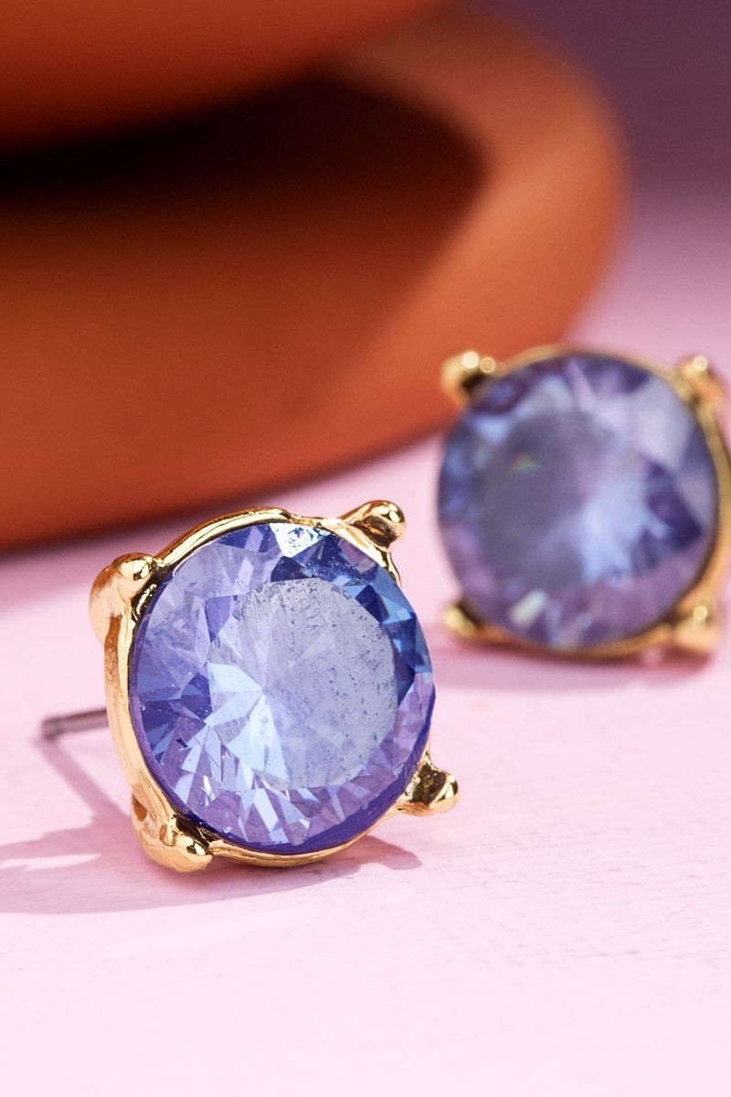 UBS043 Stud Earrings Light Violet - Elegant Cubic Zirconia Studs for Women, Perfect for Parties, Weddings & Everyday Wear