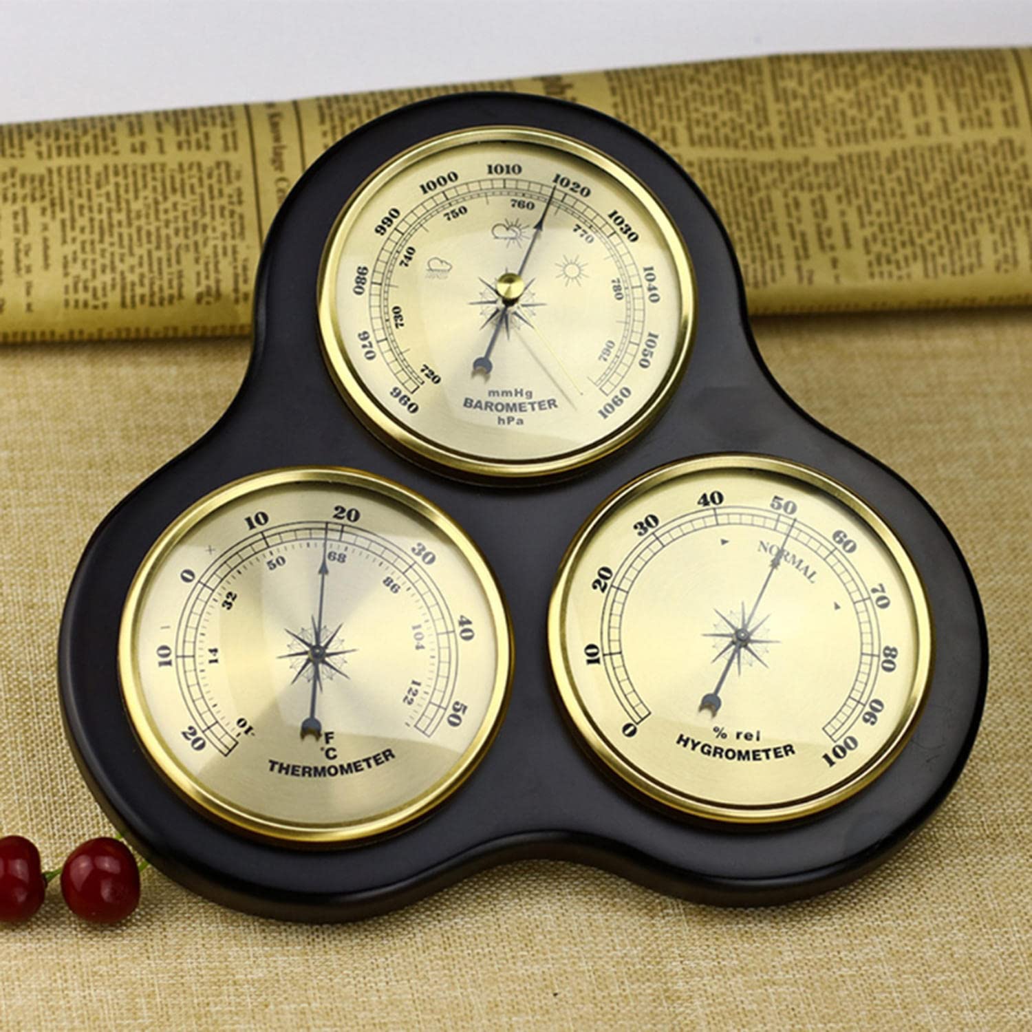 JINYISI Traditional Weather Station - 3-in-1 Indoor Outdoor Barometer with Thermometer & Hygrometer, Battery-Free Wall Mount Weather Instrument for Home, Office, Garden & Cabin Decor