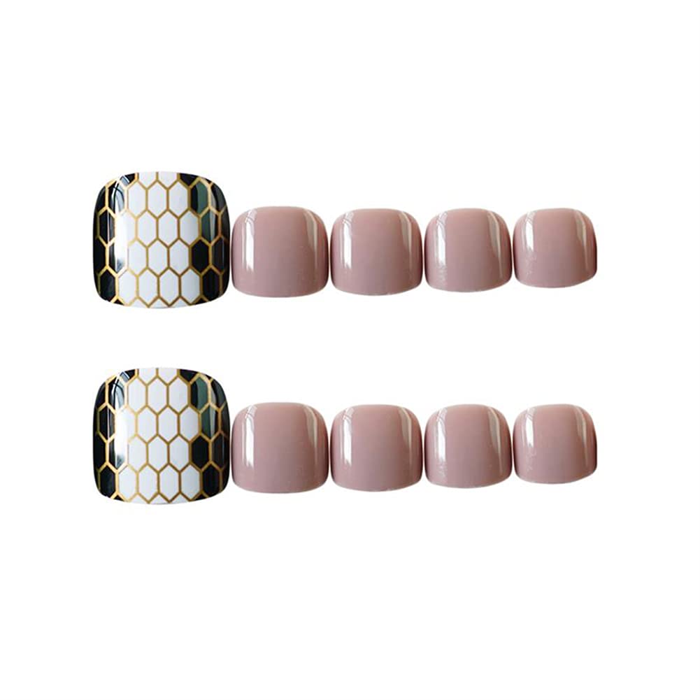 24Pcs Acrylic False Toenails with Glue - Full Cover Artificial Toe Nails for Women, Pedicure Art, Fake Feet Nails - Perfect for Home Manicure, Salon Use & Special Occasions