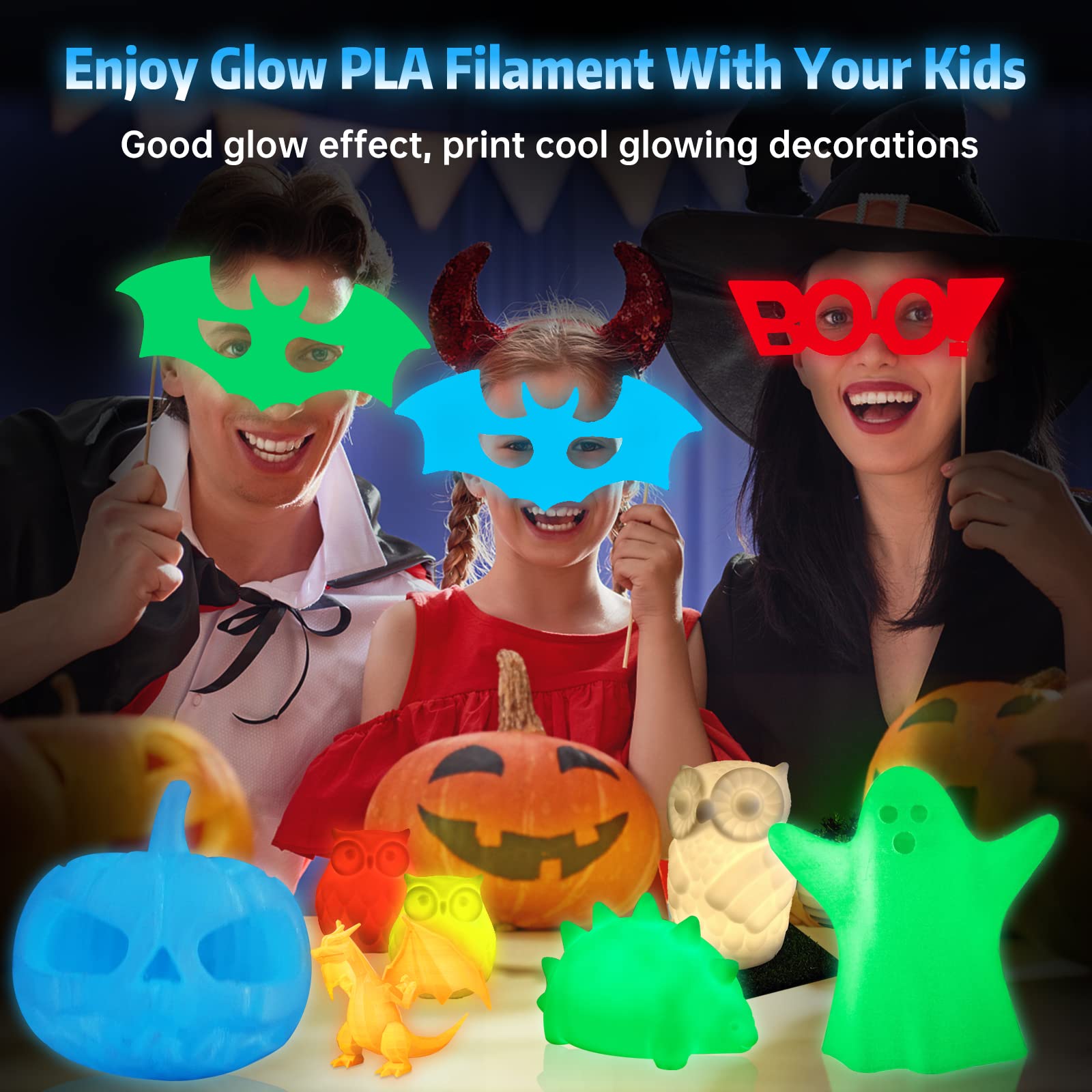 SUNLU Glow in The Dark PLA Filament 1.75mm - High Precision +/- 0.02mm, 1kg Spool (2.2lbs) - Glow Blue Luminous 3D Printer Filament for FDM Printers | Perfect for Nightlight Projects, Halloween Decorations & Creative DIY Models