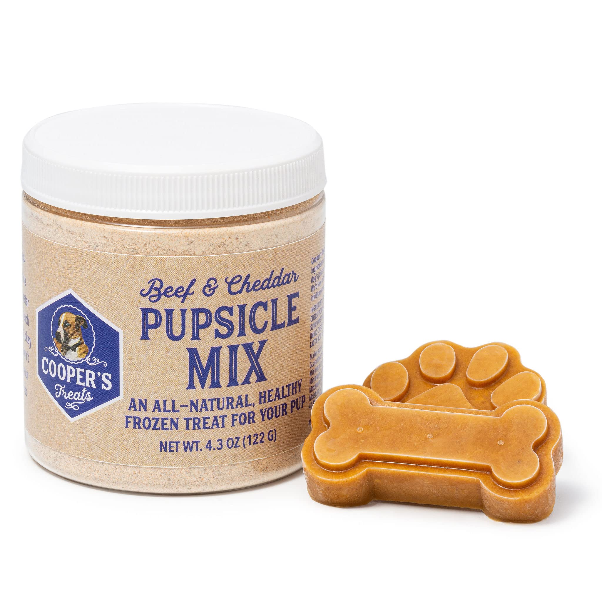 Cooper's Treats Pupsicle Mix - DIY Frozen Dog Treats Kit - 4.3oz Beef & Cheddar Flavor - Refill Pack for Homemade Pup Ice Cream & Summer Cooling Snacks - Perfect for Hot Days, Training Rewards & Dog Birthday Parties
