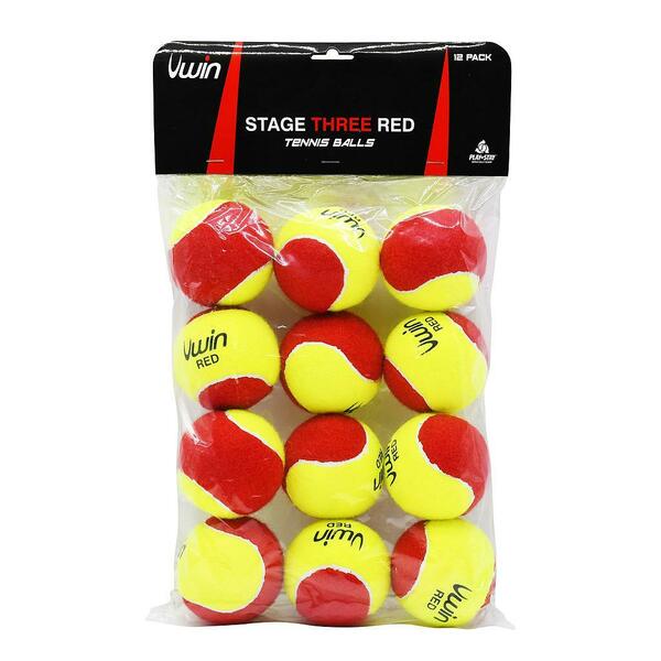 Uwin Stage 3 Red Tennis Balls - Pack of 12 for Kids & Beginners - Perfect for Training, Practice & Recreational Play