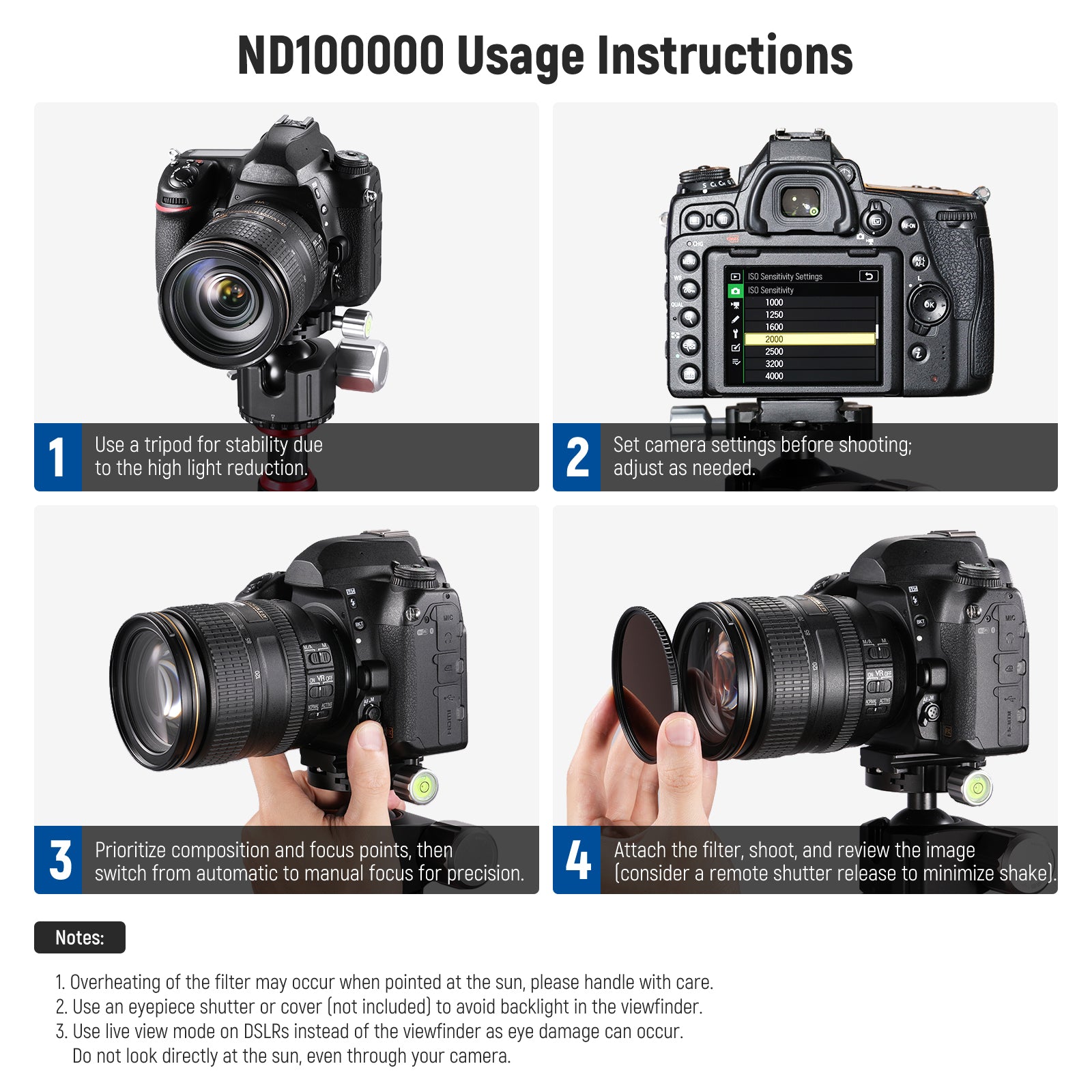 NEEWER ND100000 (16.5 Stop) Solar Filter for DSLR Cameras - Safe Eclipse Photography & Sun Viewing - Perfect for Solar Eclipses, Astronomy, and Astrophotography