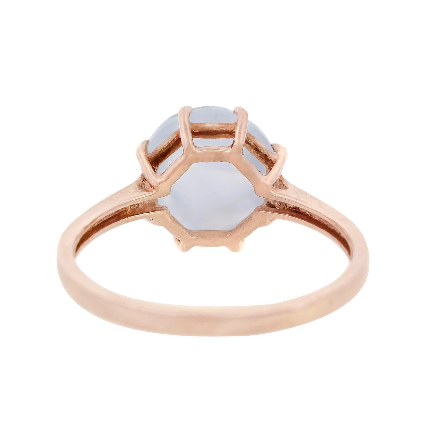10K Rose Gold Moonstone Cabochon Prong Set - Elegant Vintage Jewelry for Weddings, Anniversaries & Special Occasions