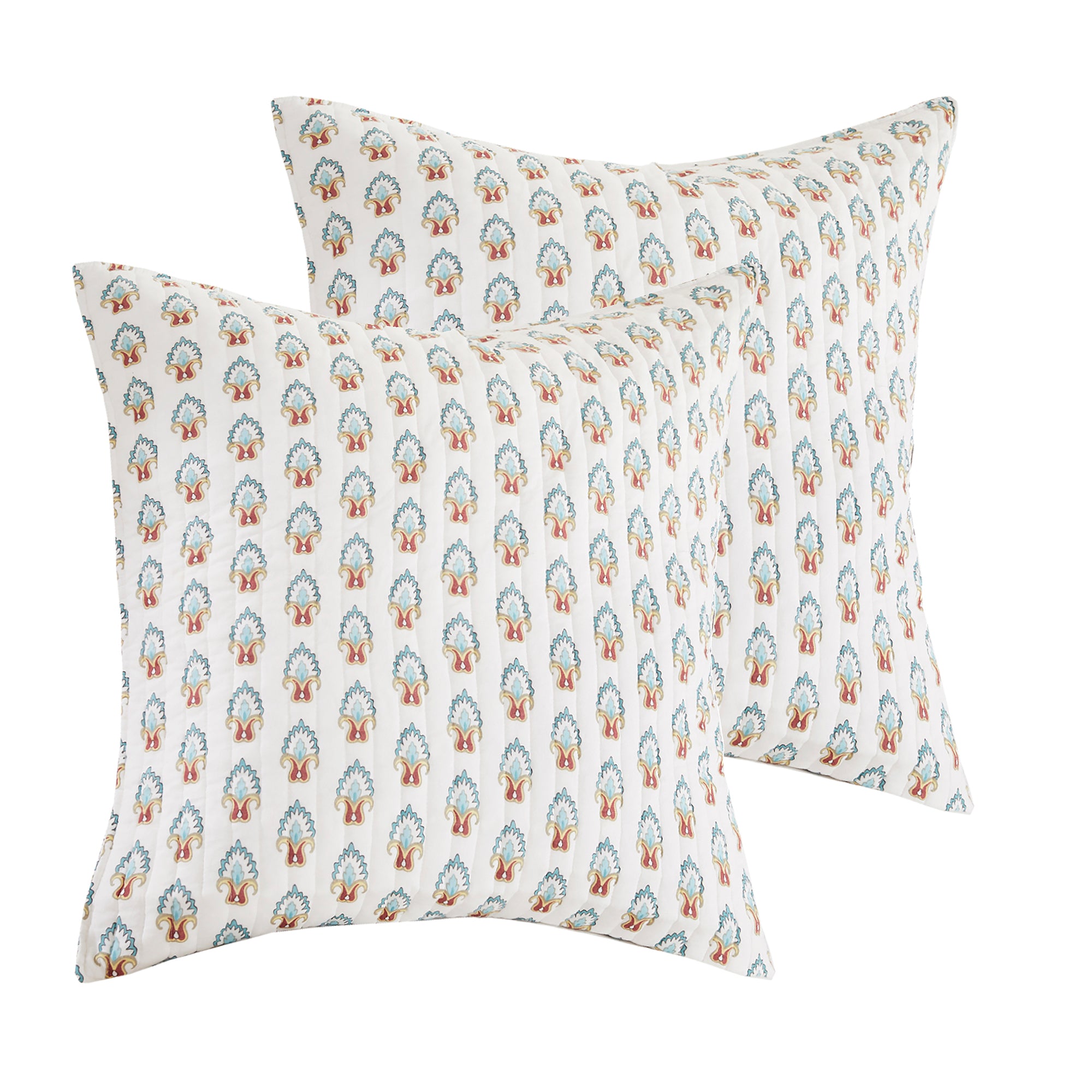 Kasey Euro Shams Quilted Pillowcase Set of 2 - Luxury Bedding for Master Bedroom & Guest Room Decor