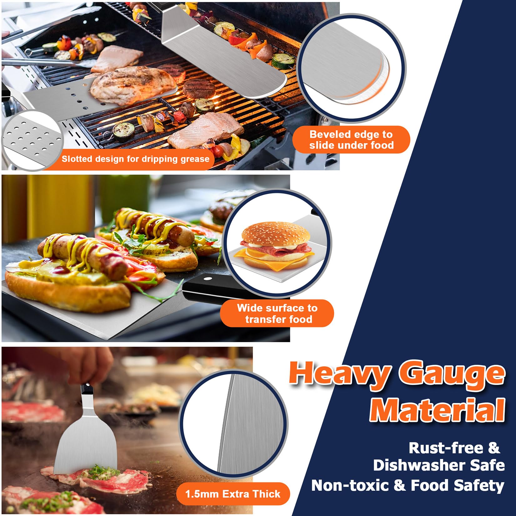 18-Piece Stainless Steel Griddle Accessories Kit with Spatulas, Basting Cover & Burger Press - Joyfair BBQ Tools Set for Outdoor Cooking, Teppanyaki & Hibachi (ABS Handles) - Perfect for Backyard Grilling, Camping & Restaurant Use