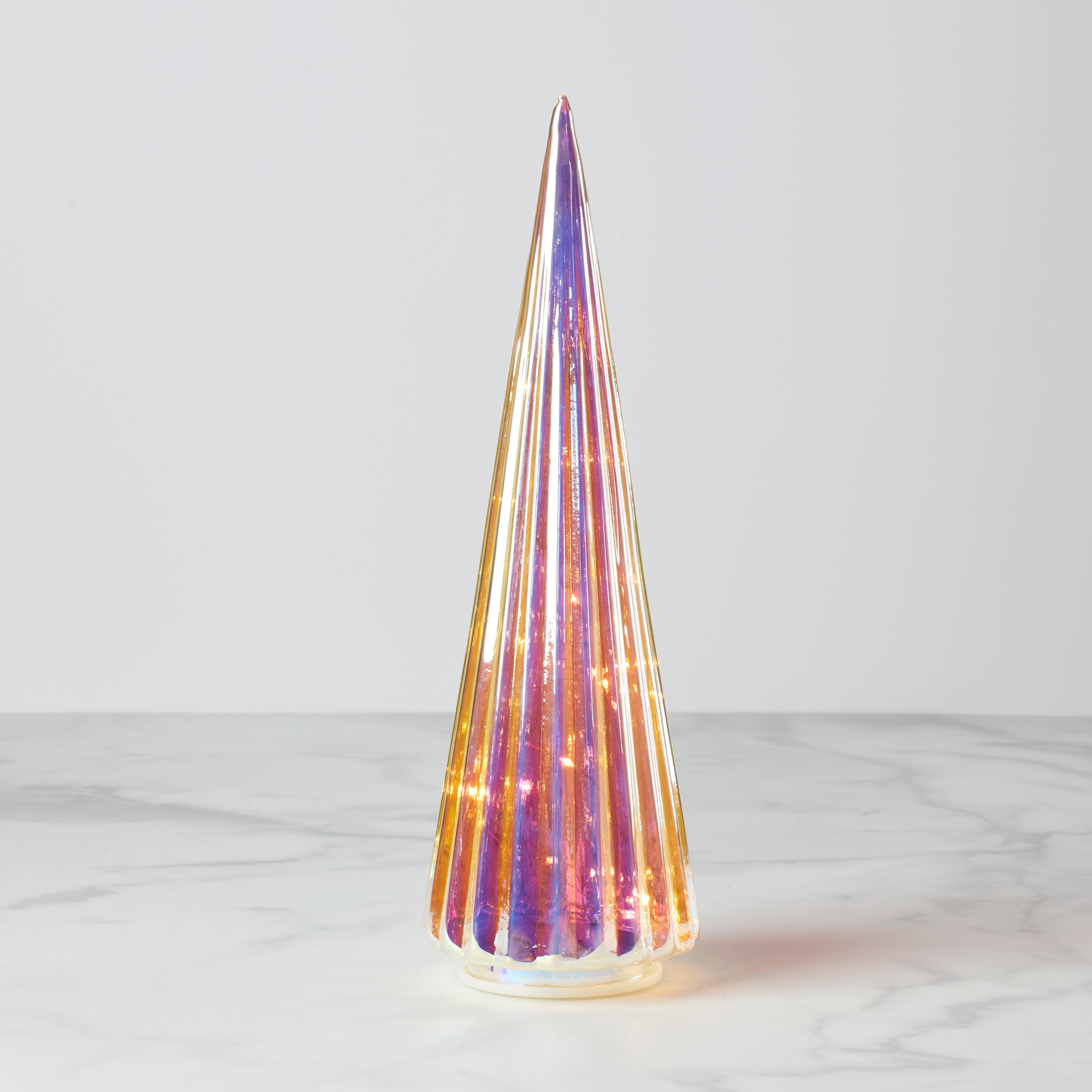 LED Illuminated Translucent Glass Christmas Tree - Perfect for Holiday Home Decor, Office & Party Centerpiece