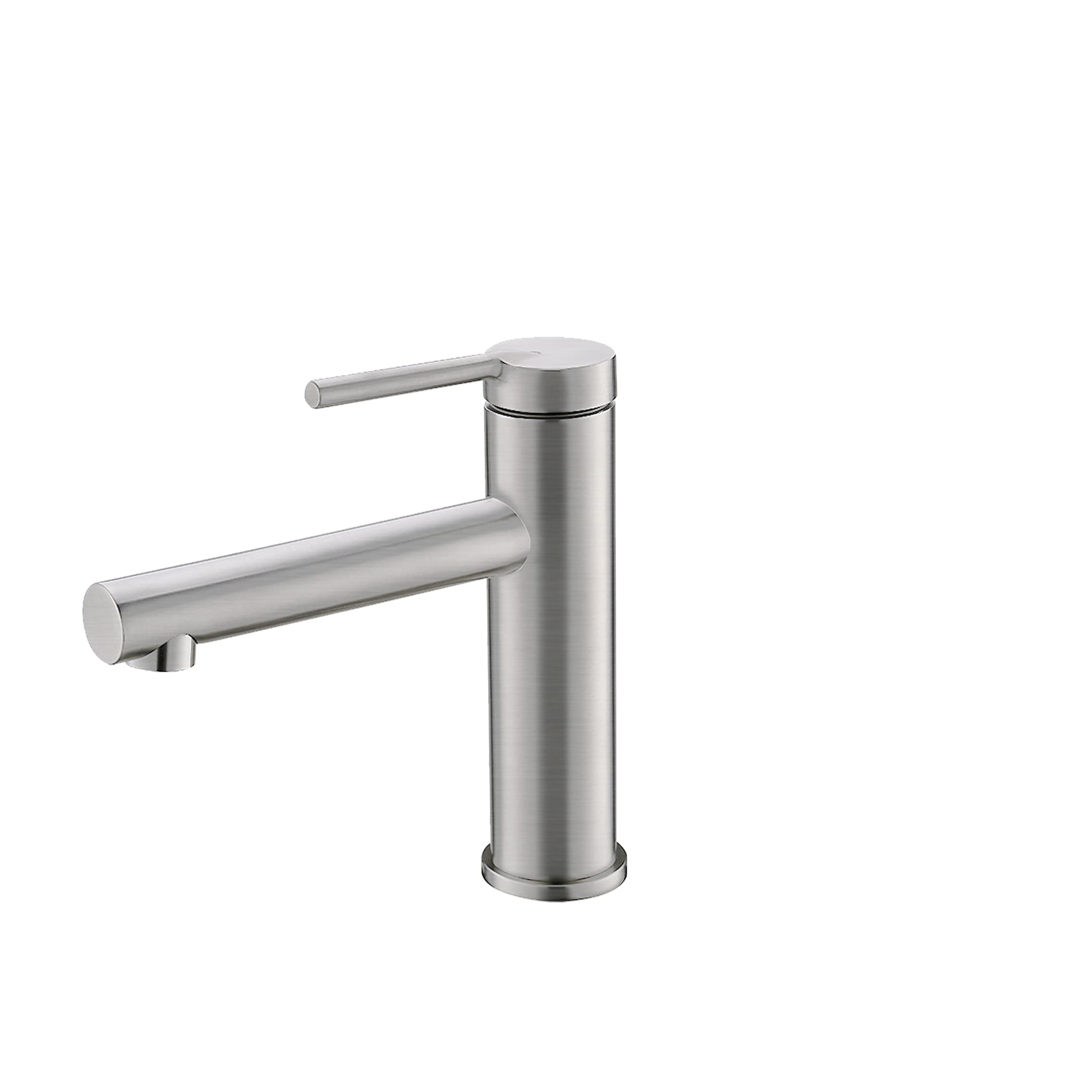 Stylish Single Handle Bathroom Faucet - Solid Stainless Steel Construction, 1 Hole Vessel Sink Faucet with Brushed Finish (Model B-123S) - Perfect for Modern Vanities, Powder Rooms & Luxury Bathroom Upgrades