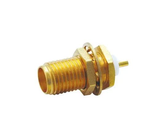 Amphenol RF SMA Bulkhead Jack Connector 50 Ohm Solder Mount - 132139 - for RF Coaxial Cables in Telecom & Networking Applications