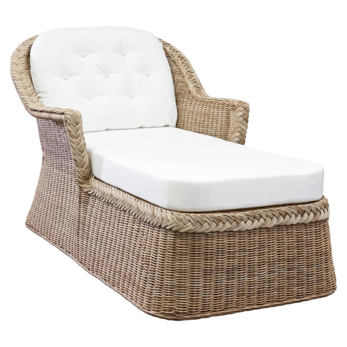 Braided Chatham Wicker Chaise Lounge - Outdoor Patio Furniture for Poolside, Beach, and Garden Relaxation