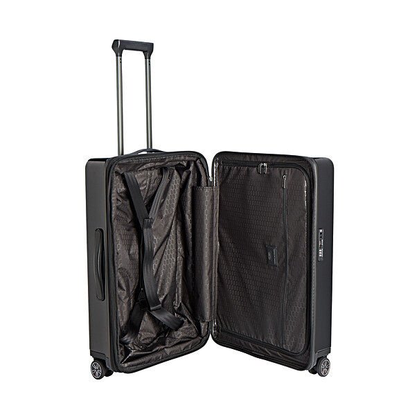 Porsche Roadster Hardcase Trolley Luggage - Black Metallic Medium Size Carry-On Suitcase for Travel & Business Trips | Durable & Stylish Spinner Luggage for Airports & Weekend Getaways