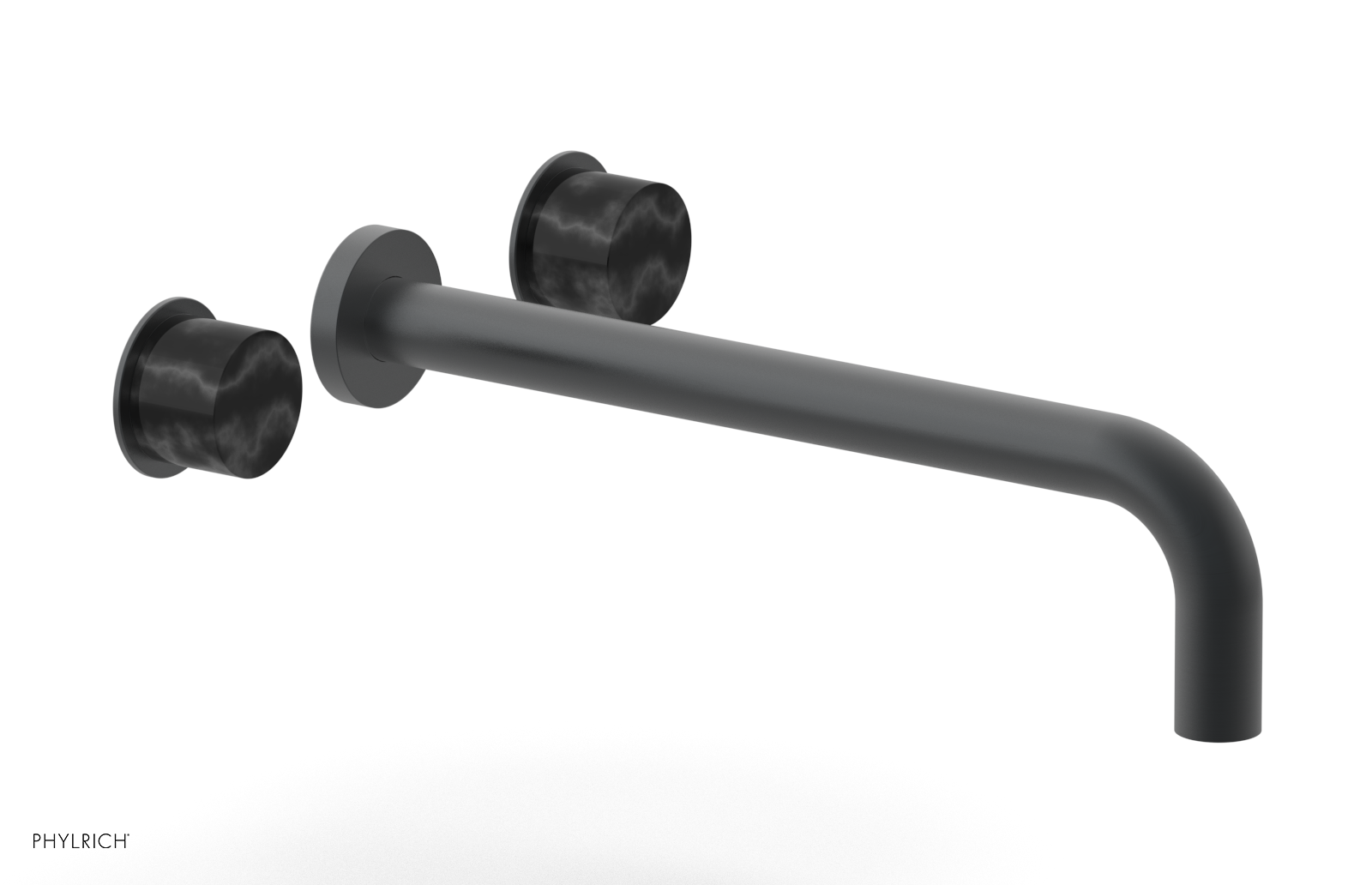 Premium II 12 Wall Mount Lavatory Set with Black Marble Handles - 230 13 12 - Modern Bathroom Sink Faucet for Home & Hotel Decor