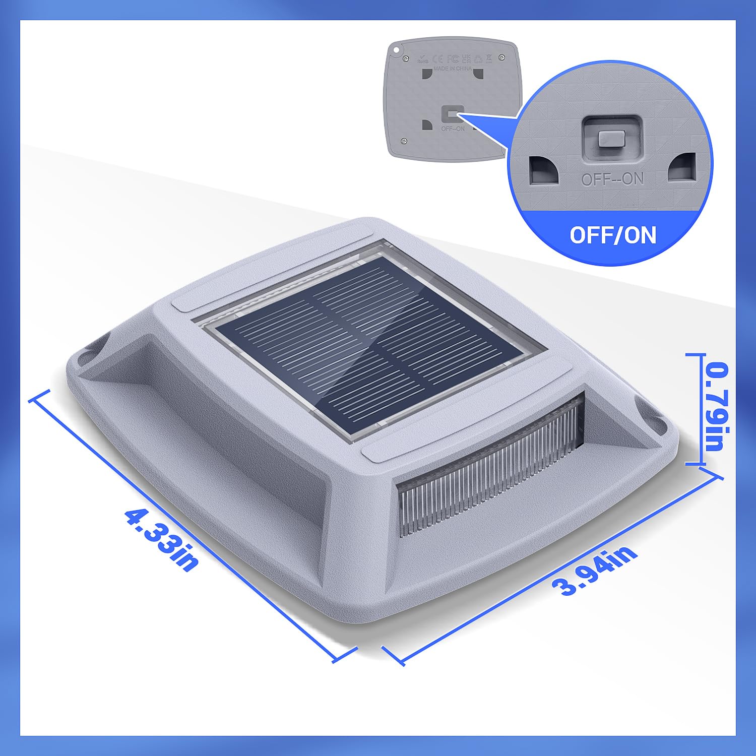 16 Pack Solar Driveway Lights - IP68 Waterproof Solar Powered LED Dock Lights for Driveway, Pathway, Walkway, Sidewalk, Garden, Yard, Stairs & Marine Use (Blue) - Perfect for Outdoor Landscape Lighting & Nighttime Safety