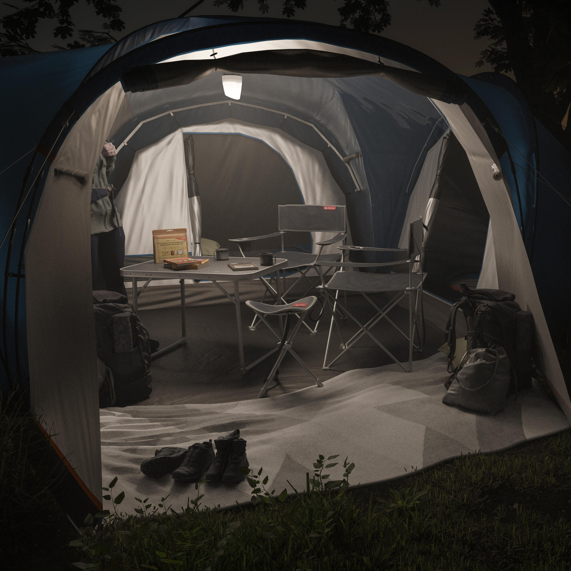 Quechua BL 200 Rechargeable Camping Lantern - 200 Lumens LED Light for Outdoor Adventures, Hiking, Emergency & Power Outages