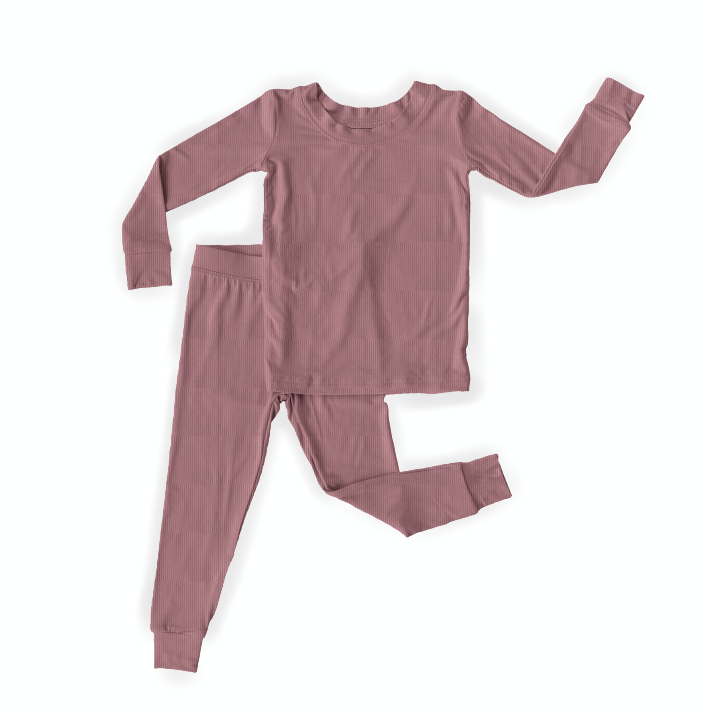 Mauve Ribbed Two Piece Pajama Set for Women - Soft Comfortable Sleepwear Lounge Set - Perfect for Nighttime, Relaxing at Home & Cozy Evenings