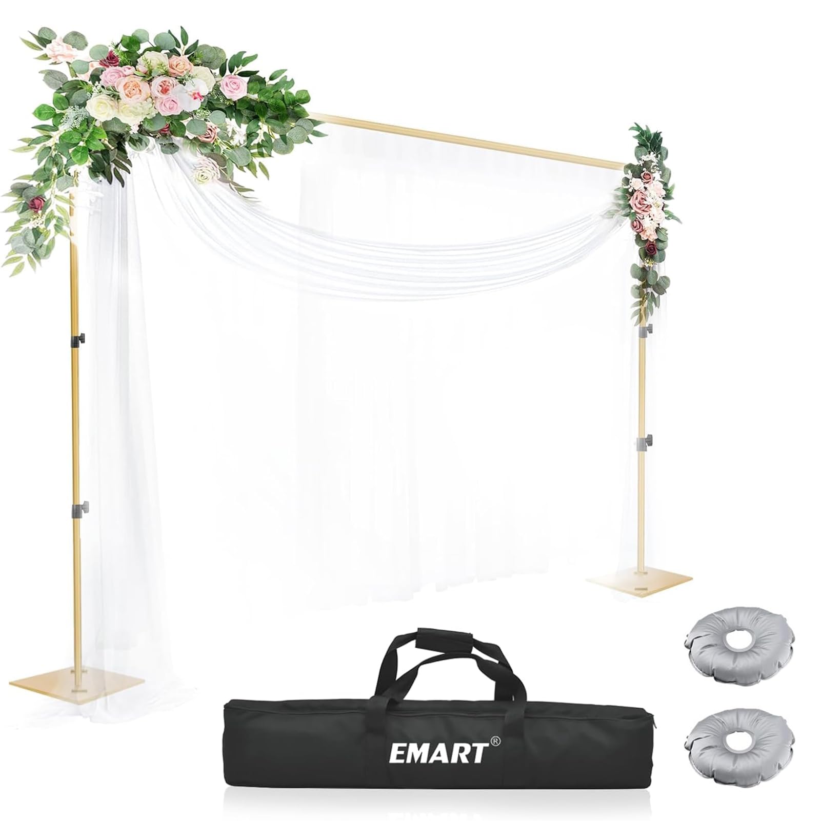EMART Heavy Duty 6.5x10ft Photography Backdrop Stand Kit - Adjustable Background Support System with Steel Base for Studio, Parties, Birthdays, Videos (Gold) | Perfect for Professional Photography, Event Decorations & Content Creation