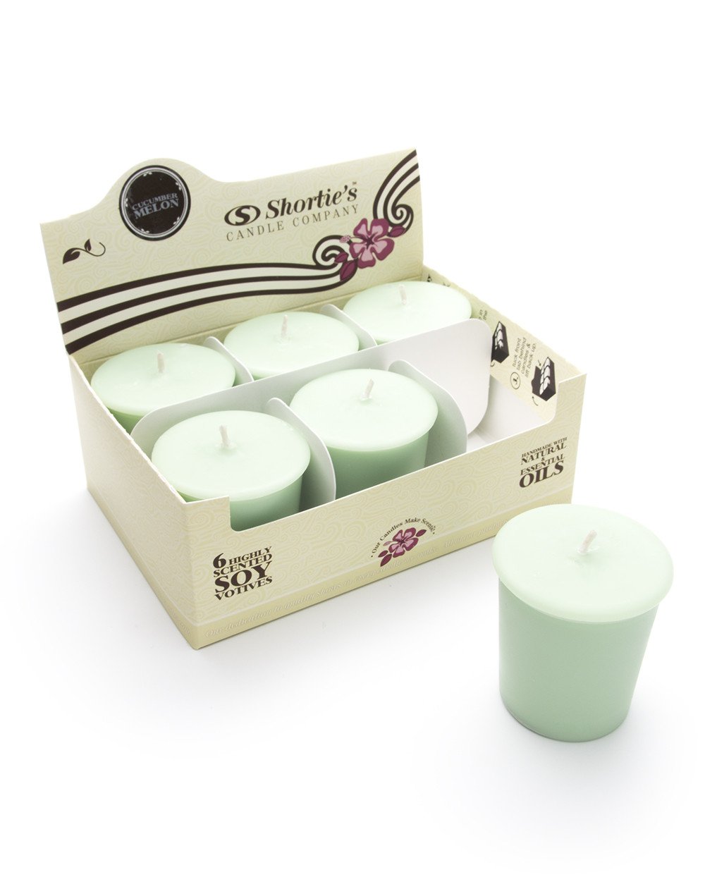 Natural Cucumber Melon Soy Wax Votive Candles | Scented with Essential Oils | 6-Pack Green Refill Candles | Fresh & Clean Home Fragrance | Perfect for Relaxation, Spa Days & Home Decor