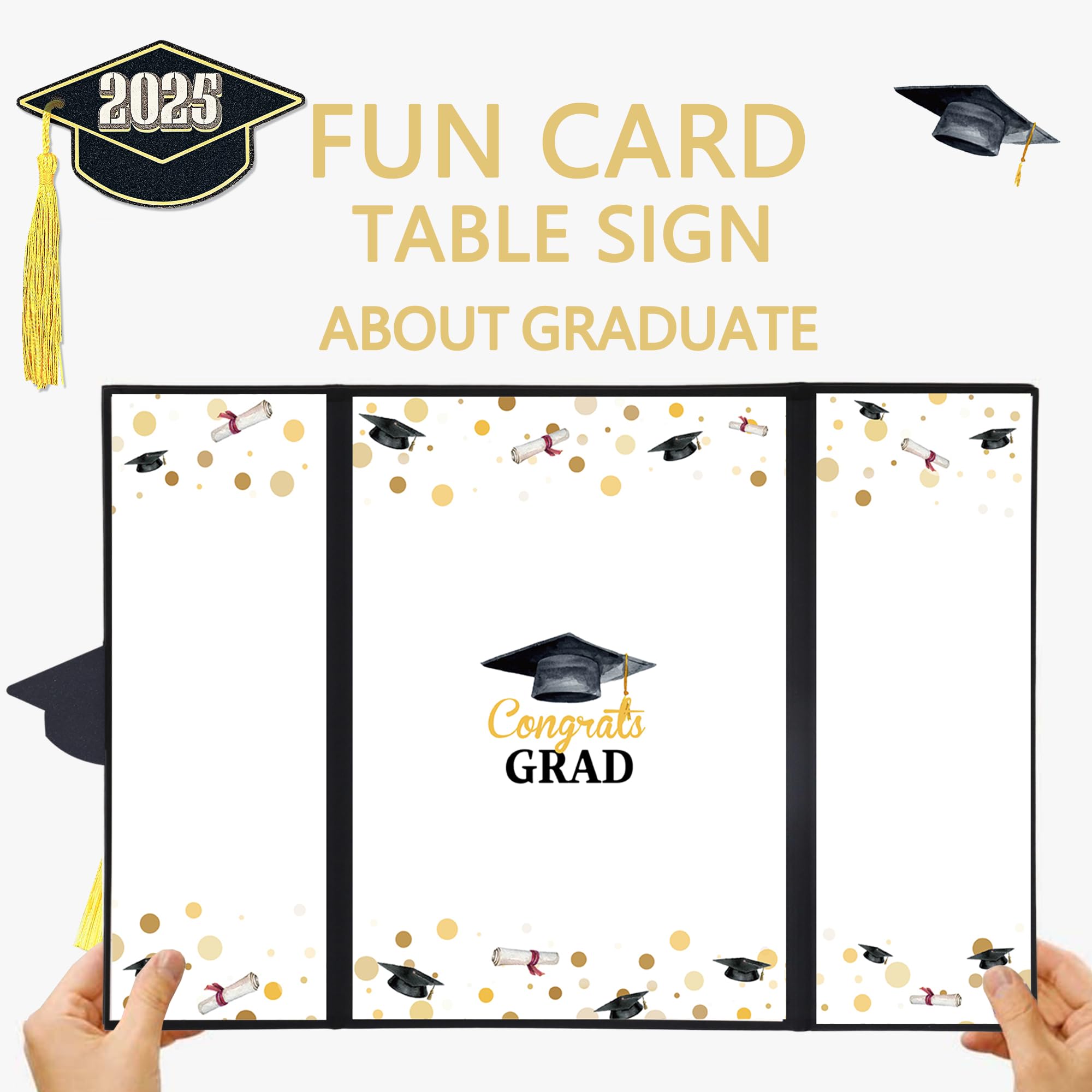 Black Gold Class of 2025 Graduation Party Decorations - Alternative Signature Guest Book & Signing Card Board - Perfect for Graduation Gifts & Celebration Decor (Graduation Party, Senior Year Memories, Commencement Ceremony)