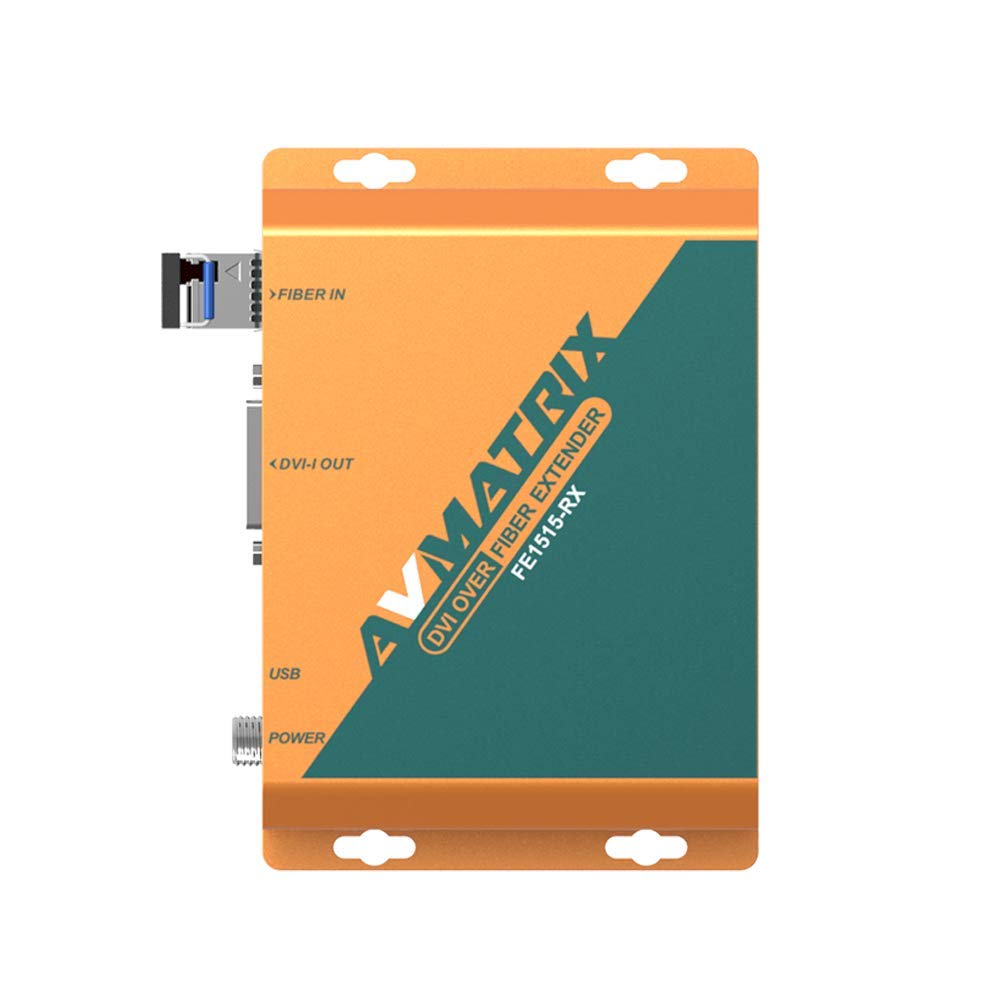 AVMATRIX FE1515 Fiber Optic RX/TX Video DVI Converter with 20km SFP LC Module - Long Distance Fiber Optic Extender for Monitors & Displays - Ideal for Digital Signage, Control Rooms & Video Walls